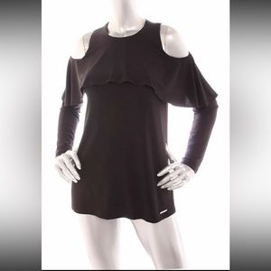 NWOT Michael Kors Women Cut Out Cold Shoulder Layer Cascade Jersey Top